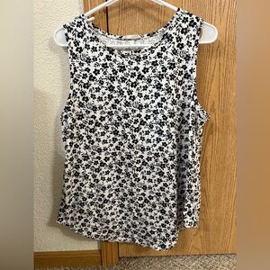 Floral Sleeveless Women's Top - Black and White